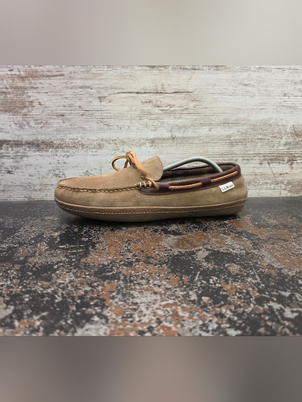 Mens L.L. Bean Handsewn Slippers Shoes Sz 11 Used 252654 Brown Suede